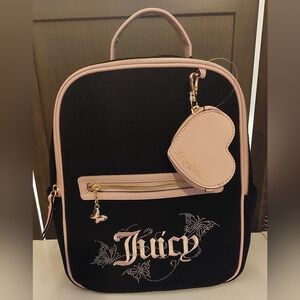 Juicy Couture Wingin it Backpack Liquorice Black Pink Diamond Butterfly NWT